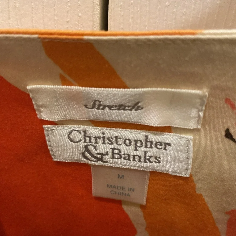 Christopher And Banks Jacket Women Medium‎ Orange Brown Multicolor Vivid Button - Picture 3 of 6